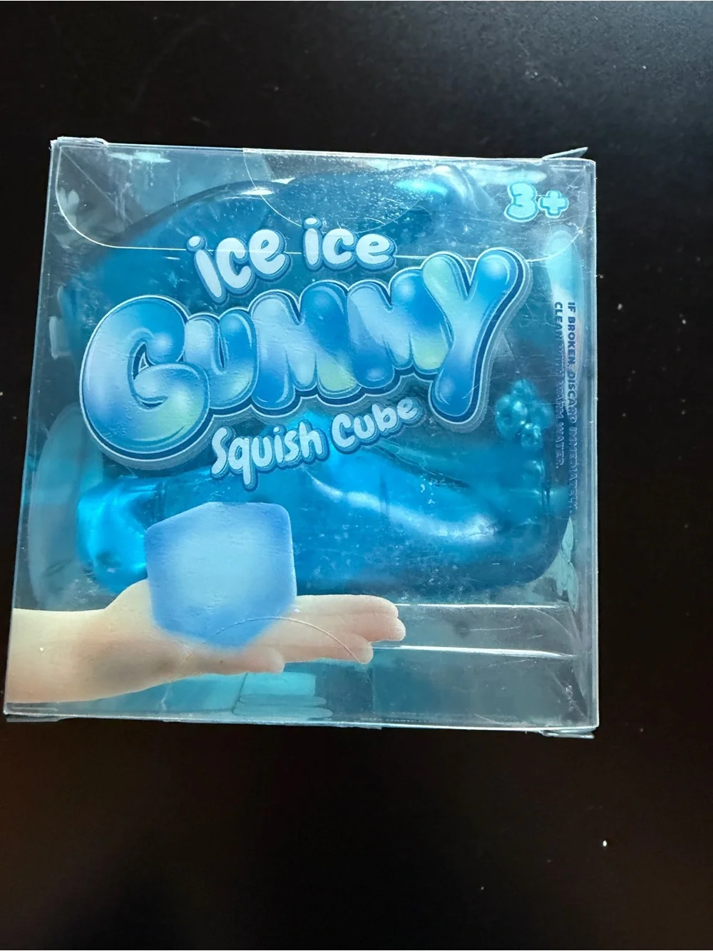 New Ice Square Gummy Squishy Squish Cube 3+ Blue Gloopy Feel Heavy Squeeze Toy